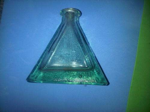 Small Green Triangle Glass Bottle