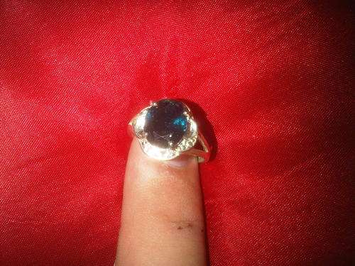 Sterling Silver, Cut Blue Stone Ring