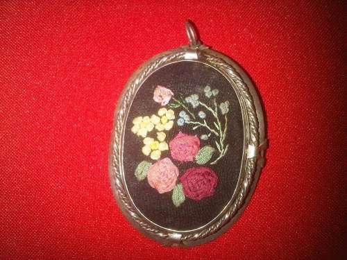 Vintage Sterling Silver Big Embroidered Brooch