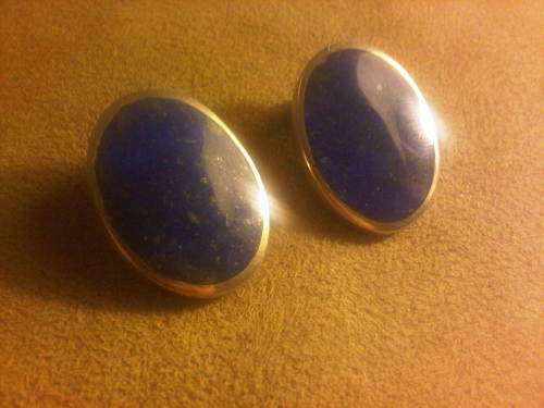 Vintage Sterling Silver Lapis Lazuli Clip On Earings