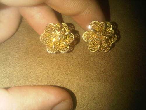 Vintage Silver Fillagry Gold Washed Earings