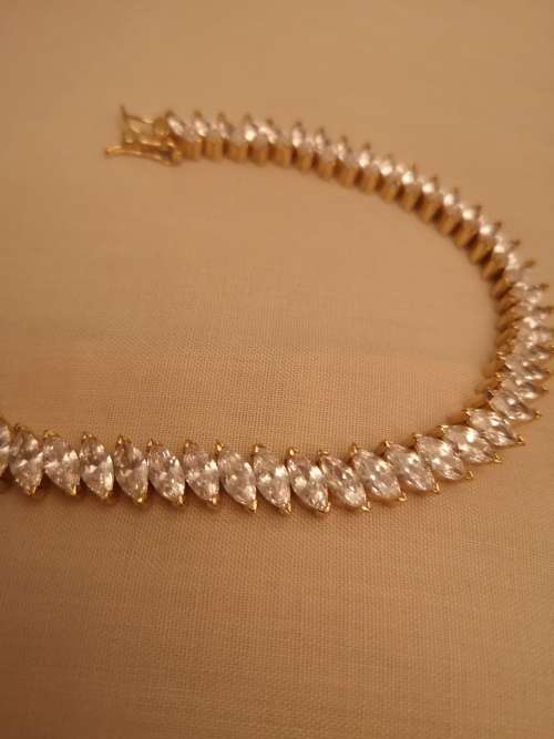 Yellow Gold Plated Marquise Cut Cz Bracelet