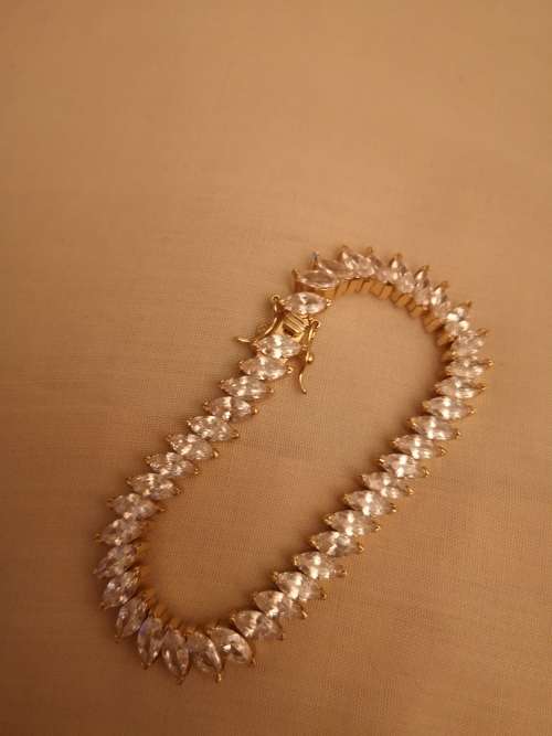 Yellow Gold Plated Marquise Cut Cz Bracelet