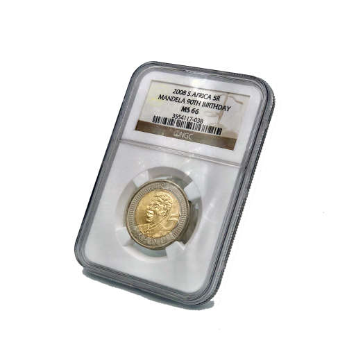 2008 Nelson Mandela 90th Birthday MS66 R5 Coin