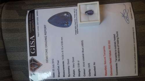 6 ct tanzanite stone!!GISA certified