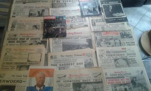 Vintage 1960/66 Newspaper Collection HF VERWOERD ASSASSINATION