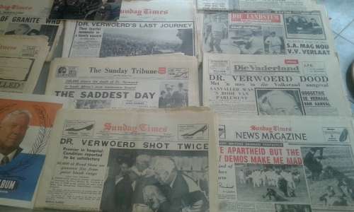 Vintage 1960/66 Newspaper Collection HF VERWOERD ASSASSINATION