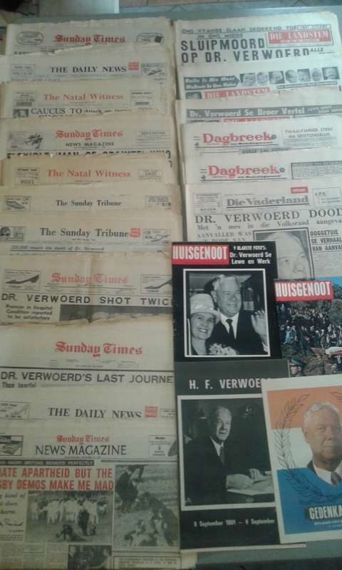 Vintage 1960/66 Newspaper Collection HF VERWOERD ASSASSINATION