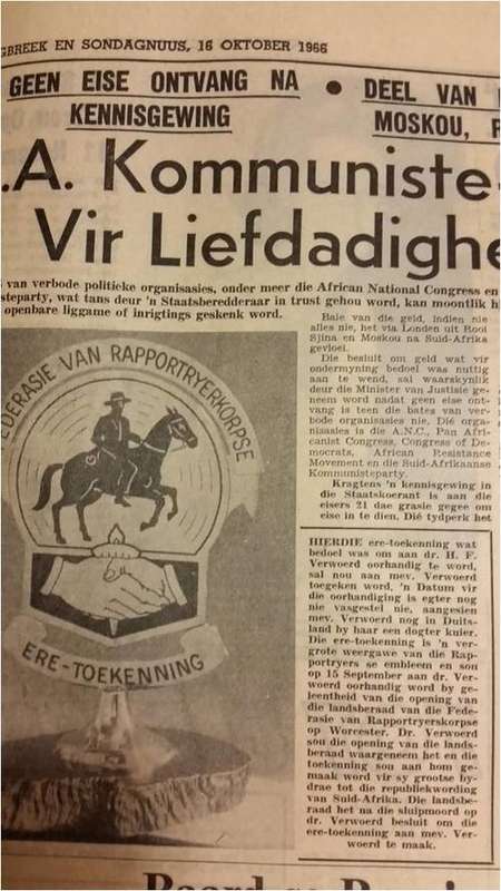 Vintage 1960/66 Newspaper Collection HF VERWOERD ASSASSINATION
