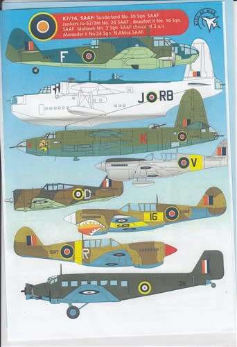 SAAF Camouflage & Markings Kits at War  K7/16 1:72
