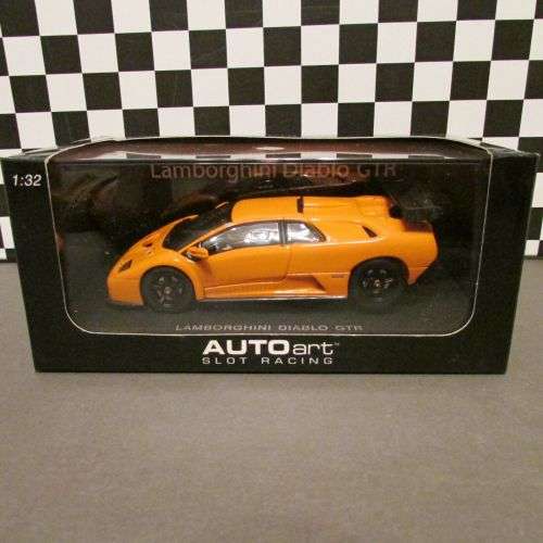 Lamborghini Diablo GTR Orange with Lighting Lamps Slot Car Auto Art Slot Racing 13132 1/32
