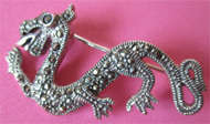 Sterling Silver , Marcasite  ``Dragon` Brooch