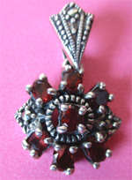 Sterling Silver, Marcasite  and Genuine Garnets Pendant