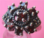 Big & Beautiful Sterling Silver , Garnets and Marcasite  Ring.