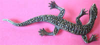 Big & beautiful- Sterling Silver and Marcasite ` Lizard ` Brooch.