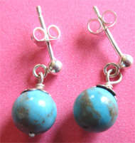 Sterling Silver and  Genuine Turquoise Earrings