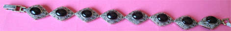Sterling Silver Black Onyx and Marcasite Bracelet