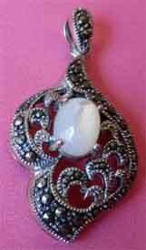 Sterling Silver  Marcasite and MOP Pendant
