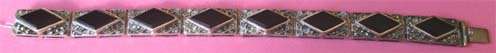 Big and Beautiful, Sterling Silver  Marcasite and Black Onyx Bracelet