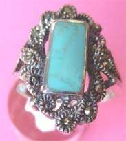 Sterling Silver  Marcasite and Turquoise Ring