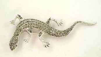 Sterling silver with maracsite Gecko Brooch