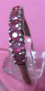 Genuine Rubies  in Sterling Silver Ring.