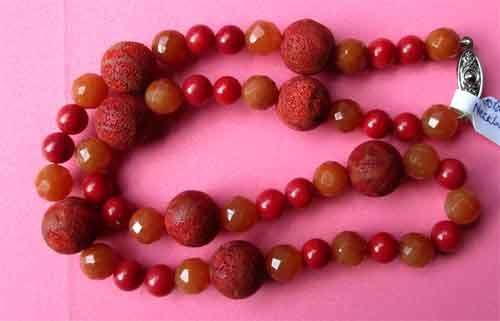 Coral and Carnelian Beads Necklace