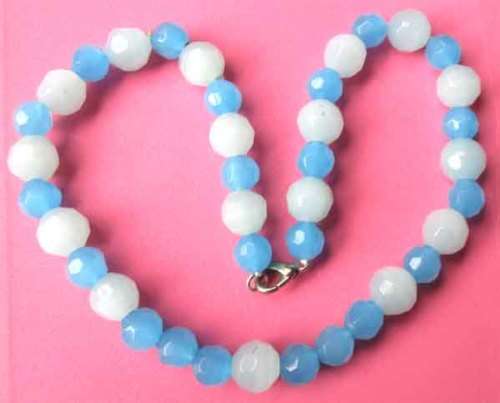Genuine Faceted Blue Agate  Necklace