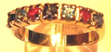 925 Sterling Silver & Genuine Stones Half Eternity  Ring