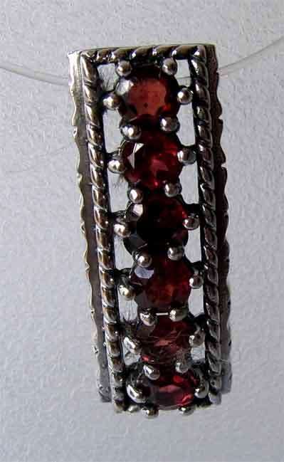 925 Sterling Silver and Genuine Garnets Pendant