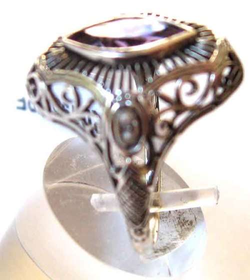 Beautiful , Solid Sterling Silver , Seed Pearls and Amethyst Ring