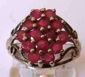 Lovely 925 Sterling Silver Genuine Rubies Ring