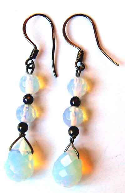 925, Sterling Silver  and Opalite Drop Earrings
