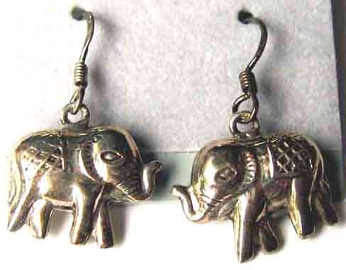 925 Sterling Silver  `` Elephant `` Earrings