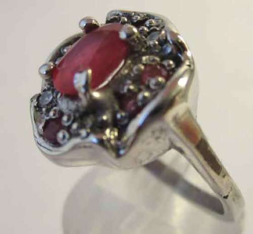 925  Sterling Silver and Genuine Rubies Ring