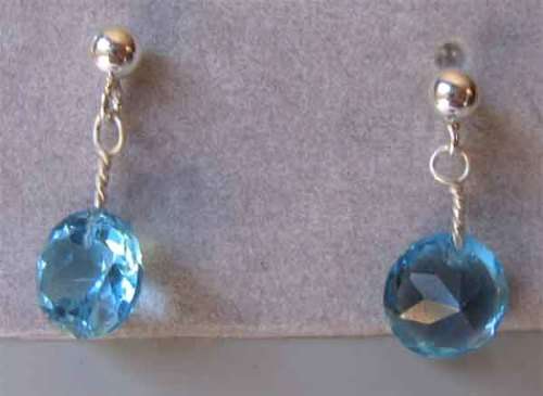 Sterling Silver  and  Genuine Blue Topaz Earrings