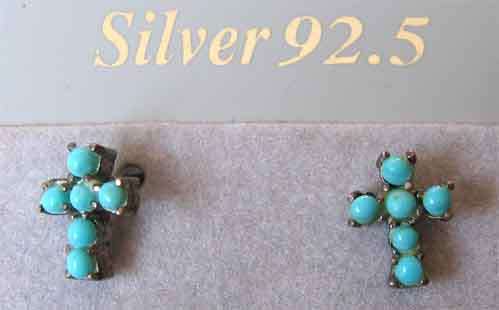 925-Sterling Silver and Genuine Turquoise Earrings/ Stud