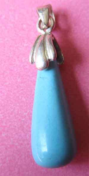 925 Sterling Silver and Genuine  Turquoise Drop Pendant