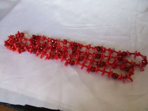 Faceted Carnelian and Coral Necklace