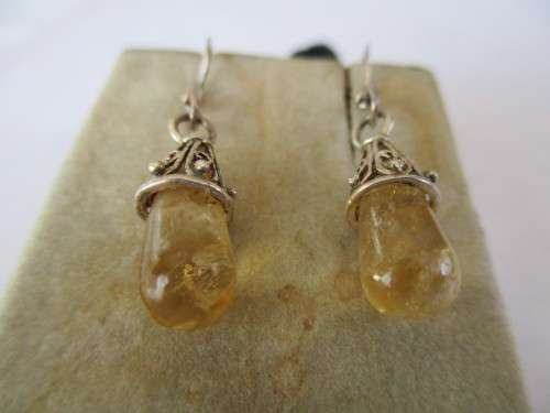 Sterling Silver and Citrine Drop Earrings.