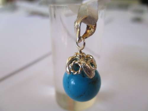 925 Sterling Silver and Genuine Turquoise  Pendant
