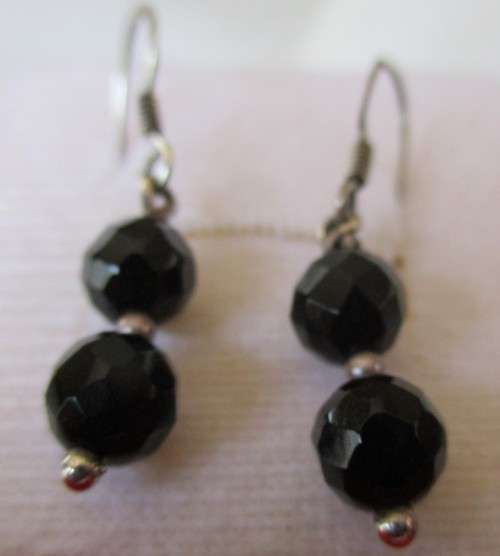Sterling Silver and Black Onyx Earrings
