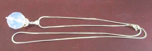 50 cm Long chain , 925 Sterling Silver Chain and Opalite Pendant
