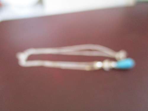 Sterling Silver 45 cm Long Chain and  Turquoise Pendant/ Necklace
