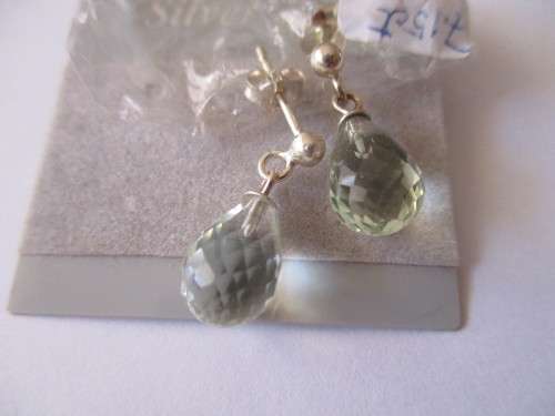 A pair of 925 -Sterling Silver and Drop Faceted Briollets Lemon Quartz  Earrings