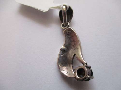 Sterling Silver , Marcasite with Garnet Pendant-