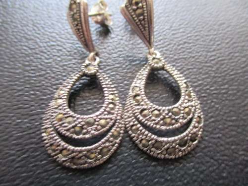 Solid Sterling Silver and Marcasite Earrings
