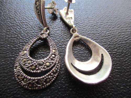 Solid Sterling Silver and Marcasite Earrings