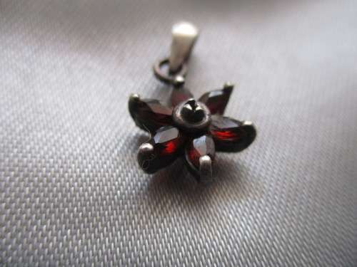 Sterling Silver  with Garnet Pendant-