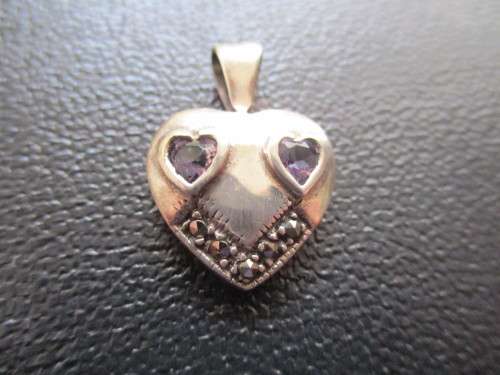 Sterling Silver , Marcasite and Amethysts Pendant